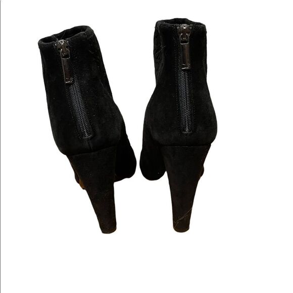 Diane Von Furstenberg Black Lasercut Angel High Heel Peep Toe Ankle Booties - Picture 11 of 13